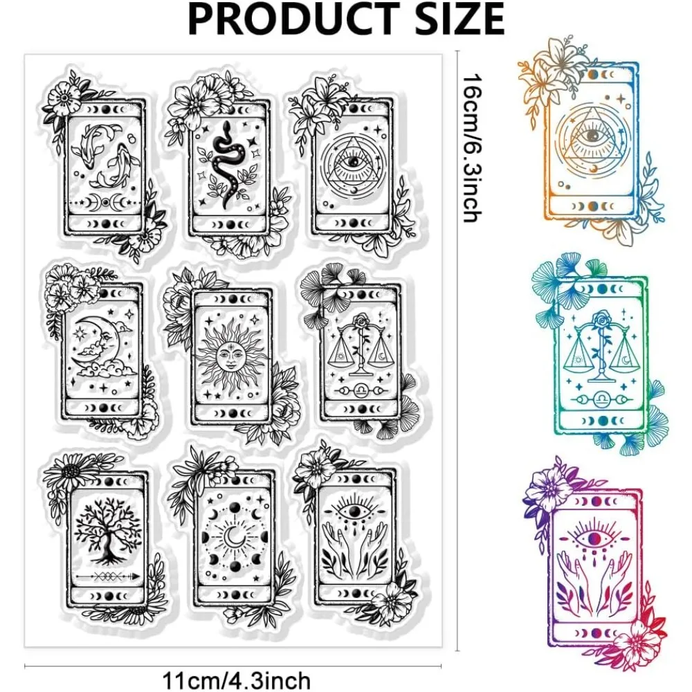 Tarot Cards Clear Stamps Magic Transparent Stamps Tarot Pattern Silicone Clear Stamp Seals for DIY Scrapbooking Photo Album
