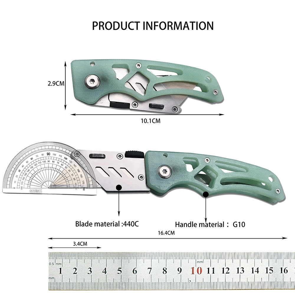 Razor Sharp Folding Utility Knife Paper Cutter with Clip Portable Pocket Knife G10 Handle DIY Hand Tools Box Cutter EDC Knife