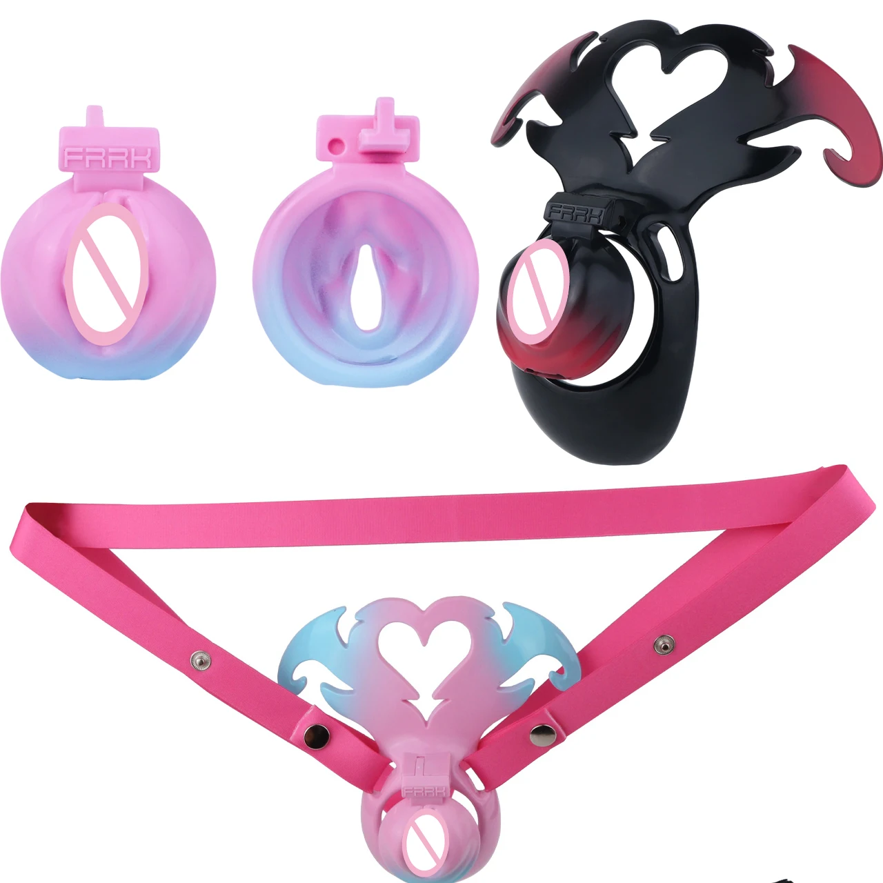LICKER ABS Simulated Labia Cross-dresser Chastity Cage With loyalty Belt BDSM Penis Bondage For Sissy Men Abstinence Sexy Shop