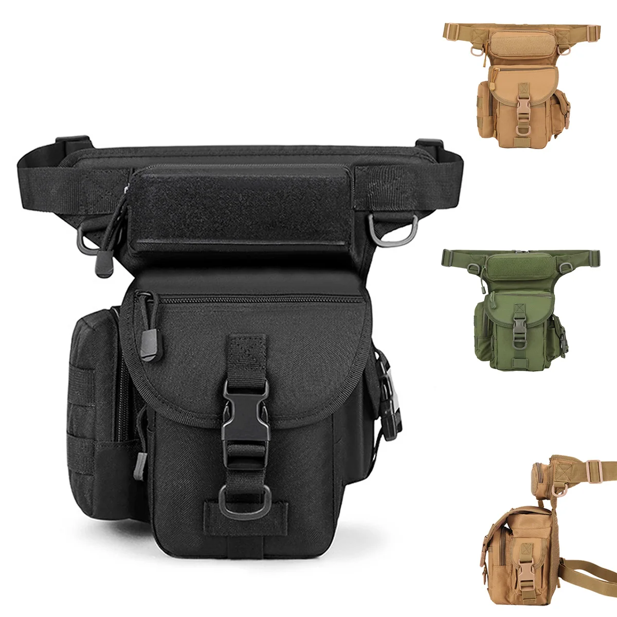 Men Waist Fanny Pack Leg Bag Military Tactical Motorcycle Rider Camera Sports Travel Nylon Male Bum Hip  Belt Thigh Fanny Bags