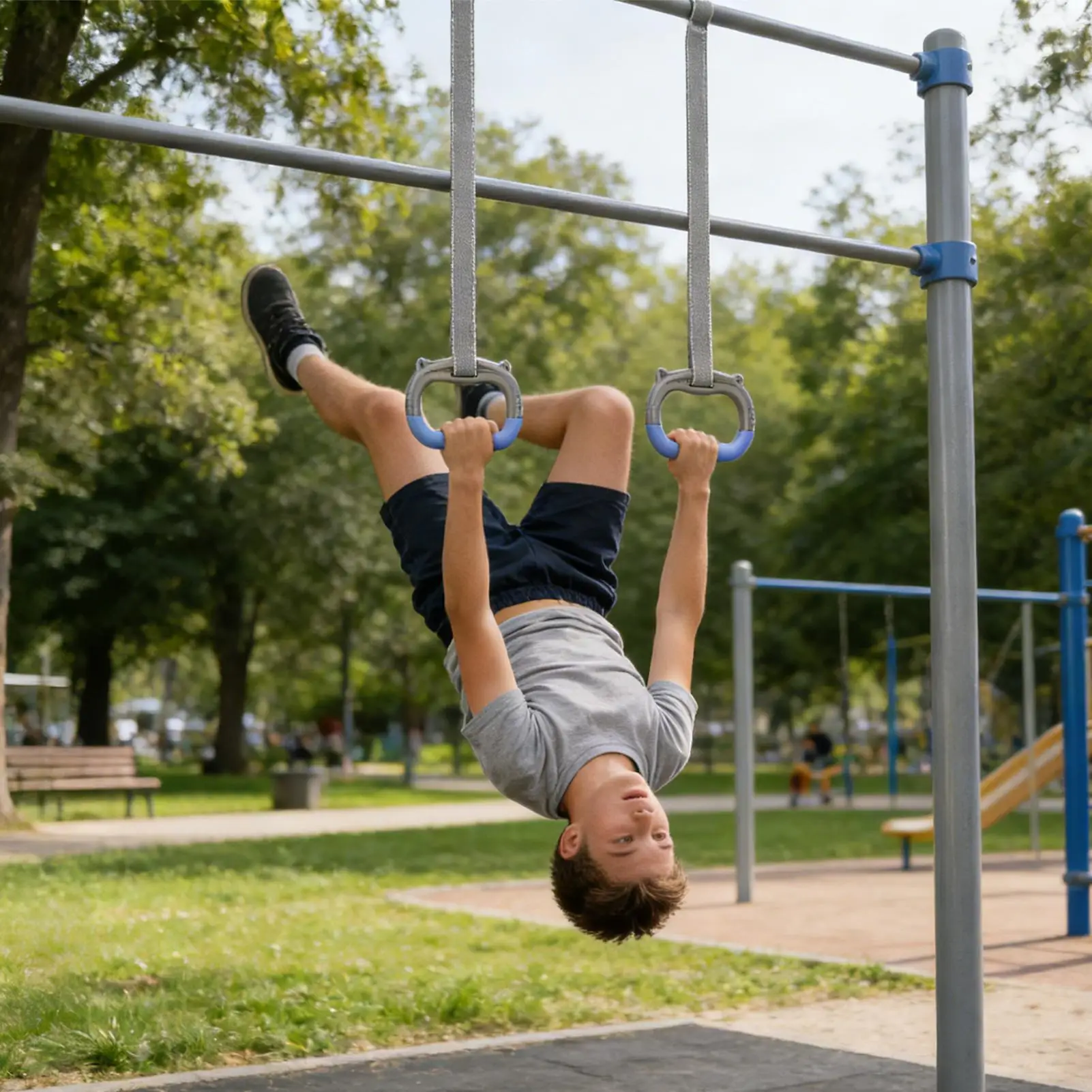 Gymnastics Rings for Kids 440 lbs Adjustable Workout Straps Gymnastic Rings for Pull up Bar for Kids Obstacle Course Playground