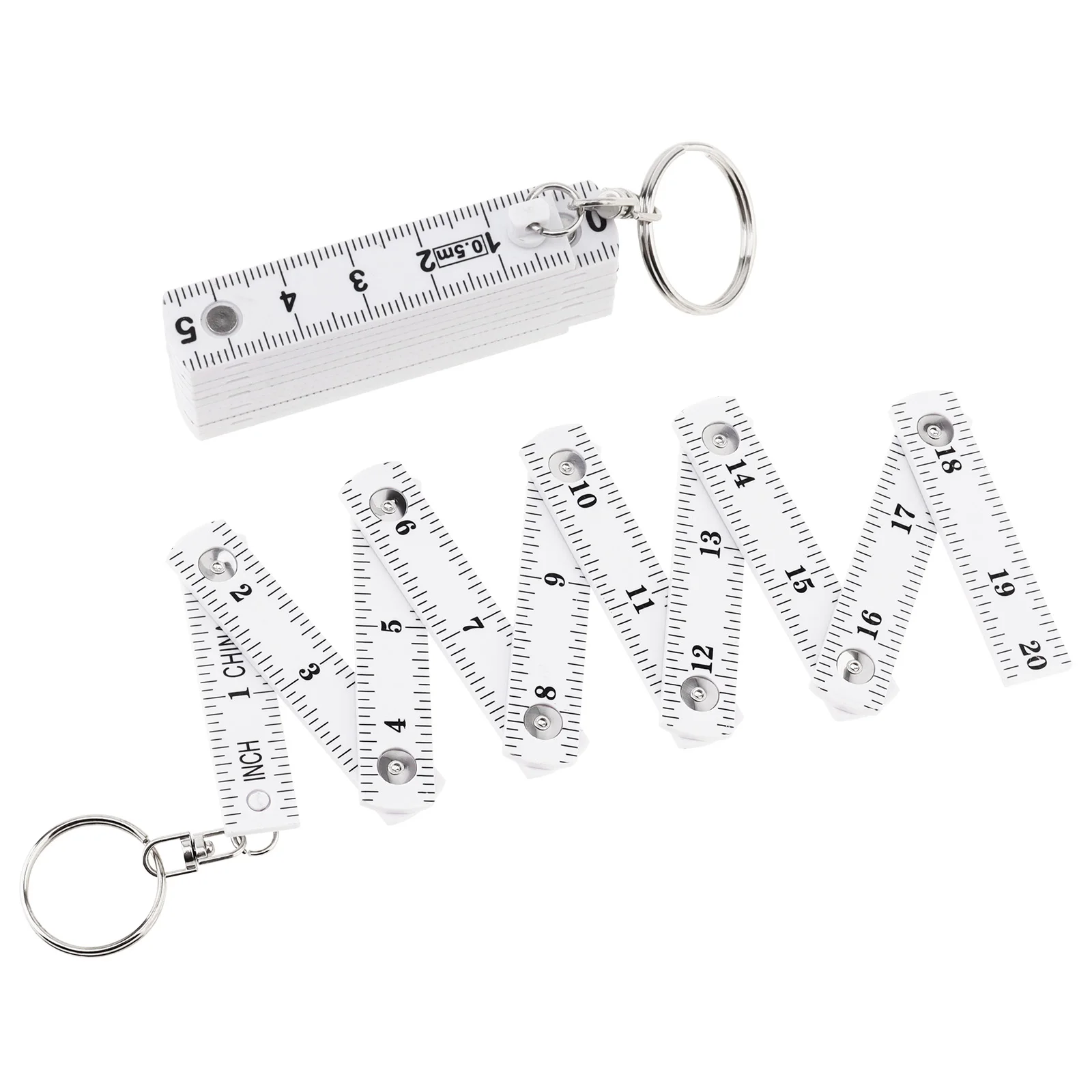 2pcs White 0.5M Metric Imperial Scale Plastic 10-section Folding Ruler for Measurement DIY Multifunctional Mini Measuring Tool