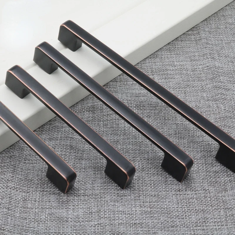 Modern Minimalist American Style Black Antique Handle Copper Cabinet Matte Black Clothing Cabinet Door Handle Drawer Handle