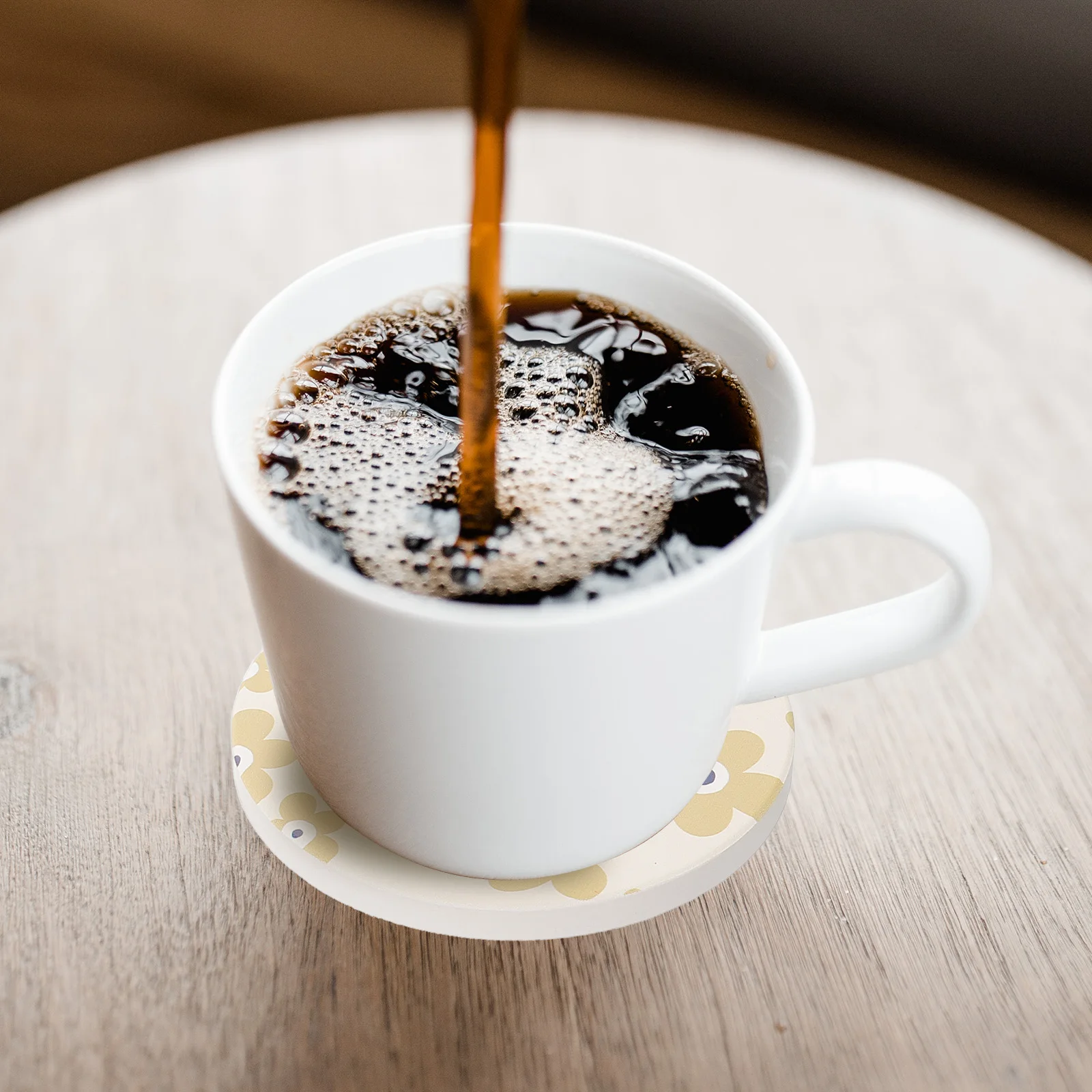 

2pcs Coasters Retro Bohemian Drink Coaster White Pottery Protective Drink Table Cup Mat Mats for Home Office Decor