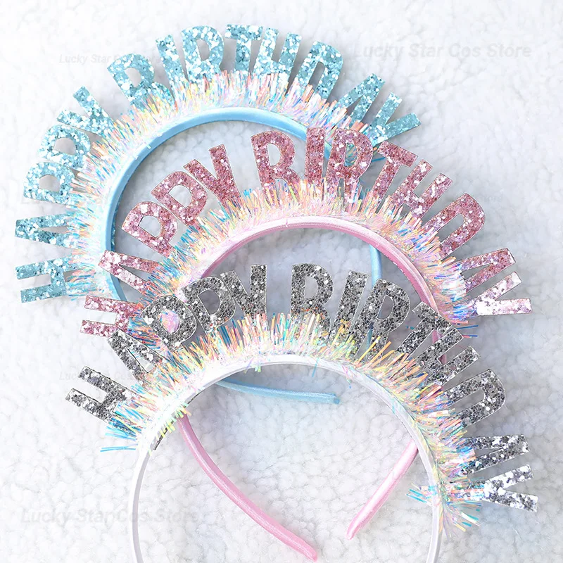 

Glitter HAPPY BIRTHDAY Sequin Headband Birthday Decoration Birthday Party Decorations Kids Adult Girl Pink Silver Blue Headbands