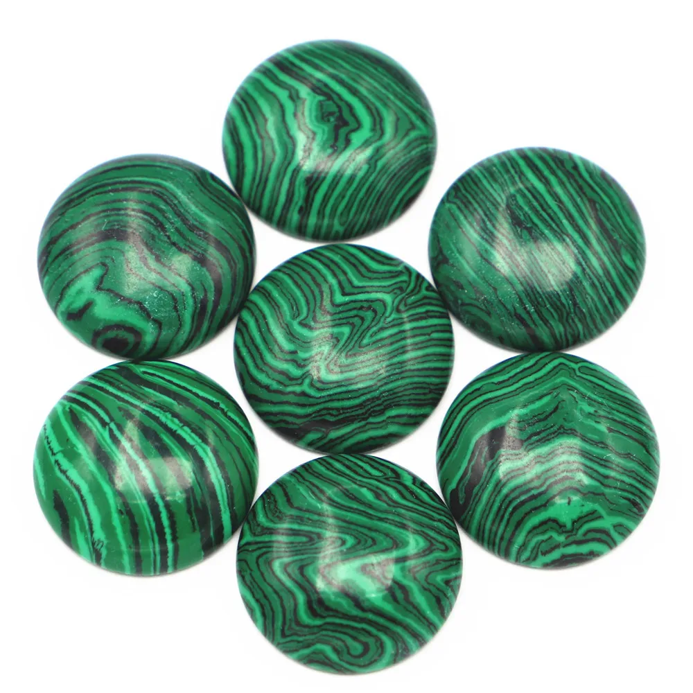 

30mm Natural Stone Malachite Round Cabochon Beads Fit DIY Earring Bracelet Jewelry Making Finding Wholesale Free Shipping 12Pcs