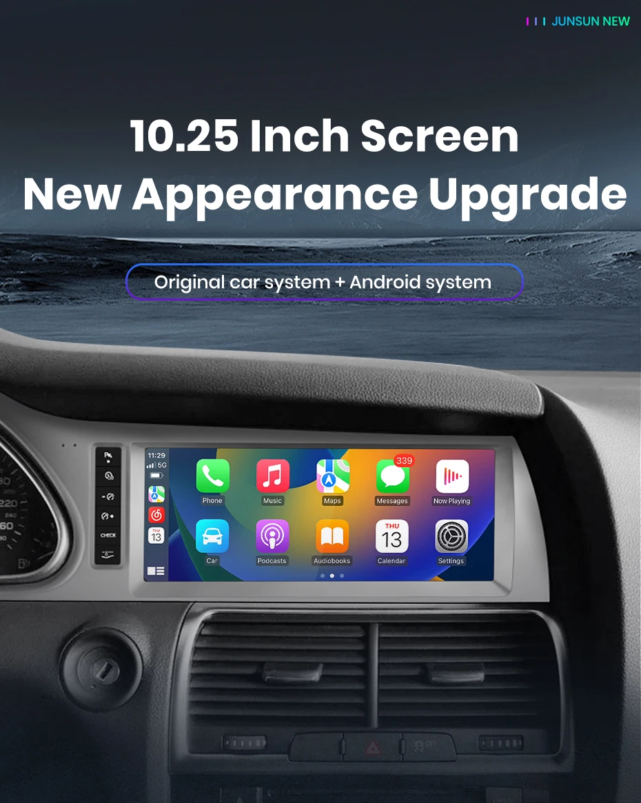 Junsun Kabelloses CarPlay und Android Auto Autoradio für Audi Q7 4L 2005-2015 MMI 2G 3G Intelligentes System Stereo 4G GPS-Navigation Multimedia-Player Touchscreen – Detail 2