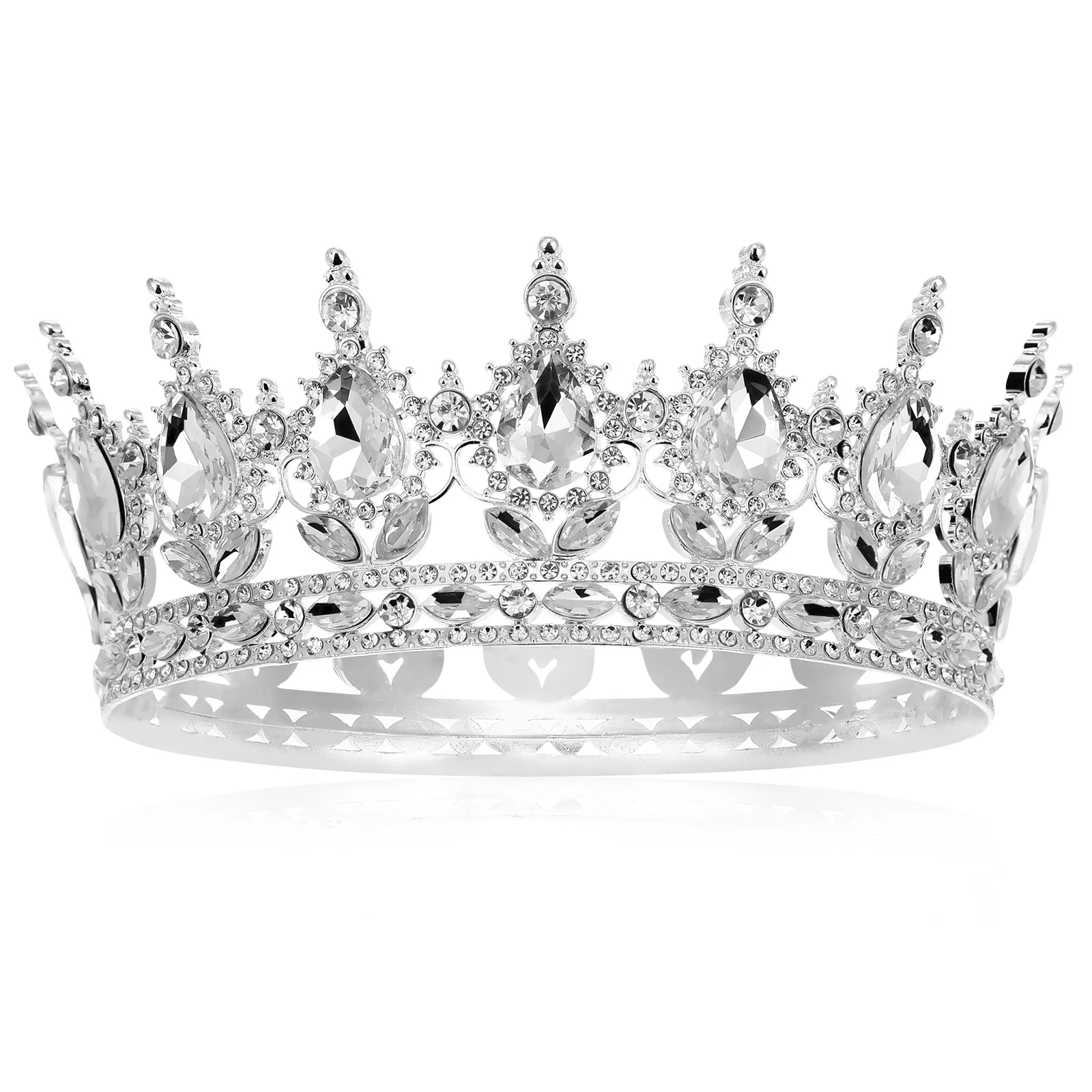 

Alloy Rhinestone Crown Silver Durable Lightweight Bride Hair Accessory Wedding Daily Decorative Shining Woman Crown Water Drill