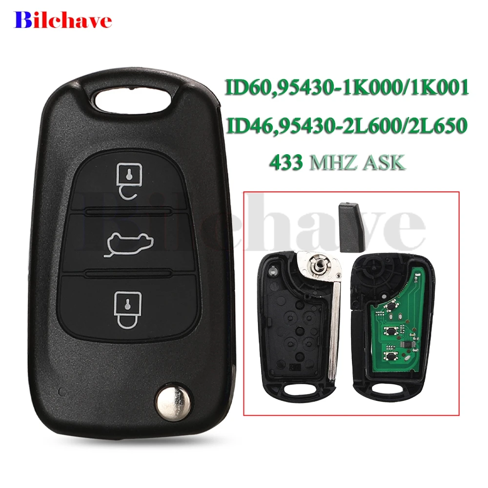 

jingyuqin 433mhz ASK ID46/ID60 Chip 95430-1K000/2L600 Remote Car Key 3 Buttons For Hyundai ix20 ix30 Azera Flip Fob Control