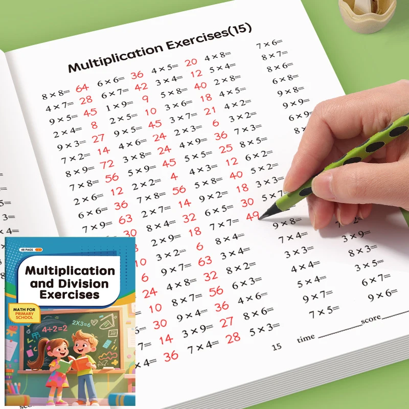 Ćwiczenia z mnożenia i dzielenia, szkolenia specjalistyczne z matematyki, zeszyt ćwiczeń z matematyki, zabawki edukacyjne dla najmłodszych