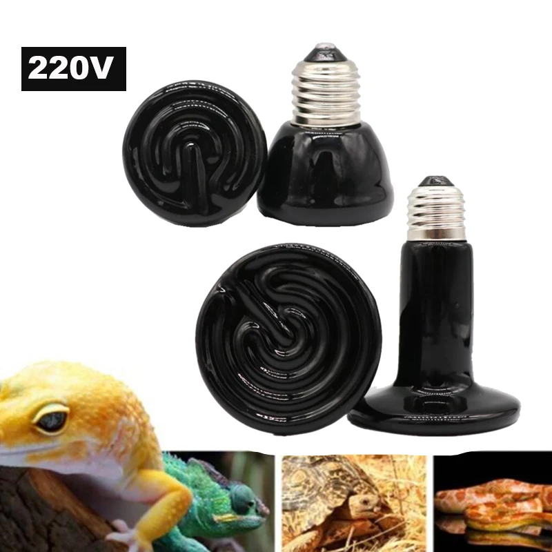 Mini Pet Reptile Infrared Ceramic Heating Lamp 220V Heat Emitter Light Bulb 50W 75W 100W E27  Turtle Warm Bulbs F2