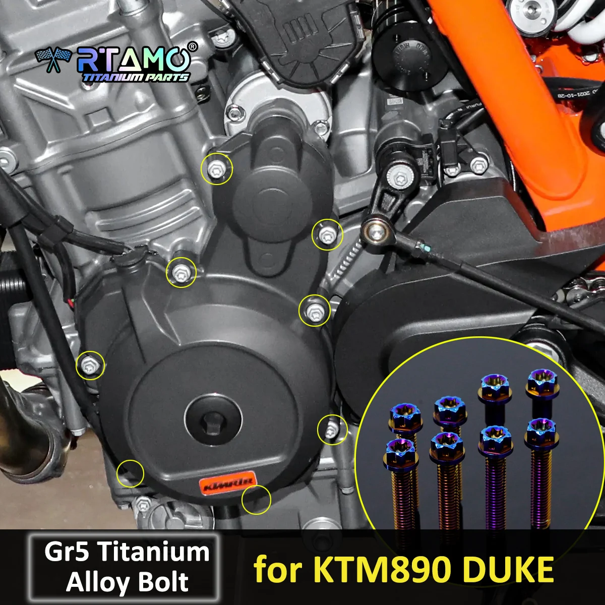 

RTAMO Gr5 Titanium Bolts Oil Tank Cap Front ABS Line Brake Disc Fender Caliper Screws Engine Clutch Right Crankcase for KTM890