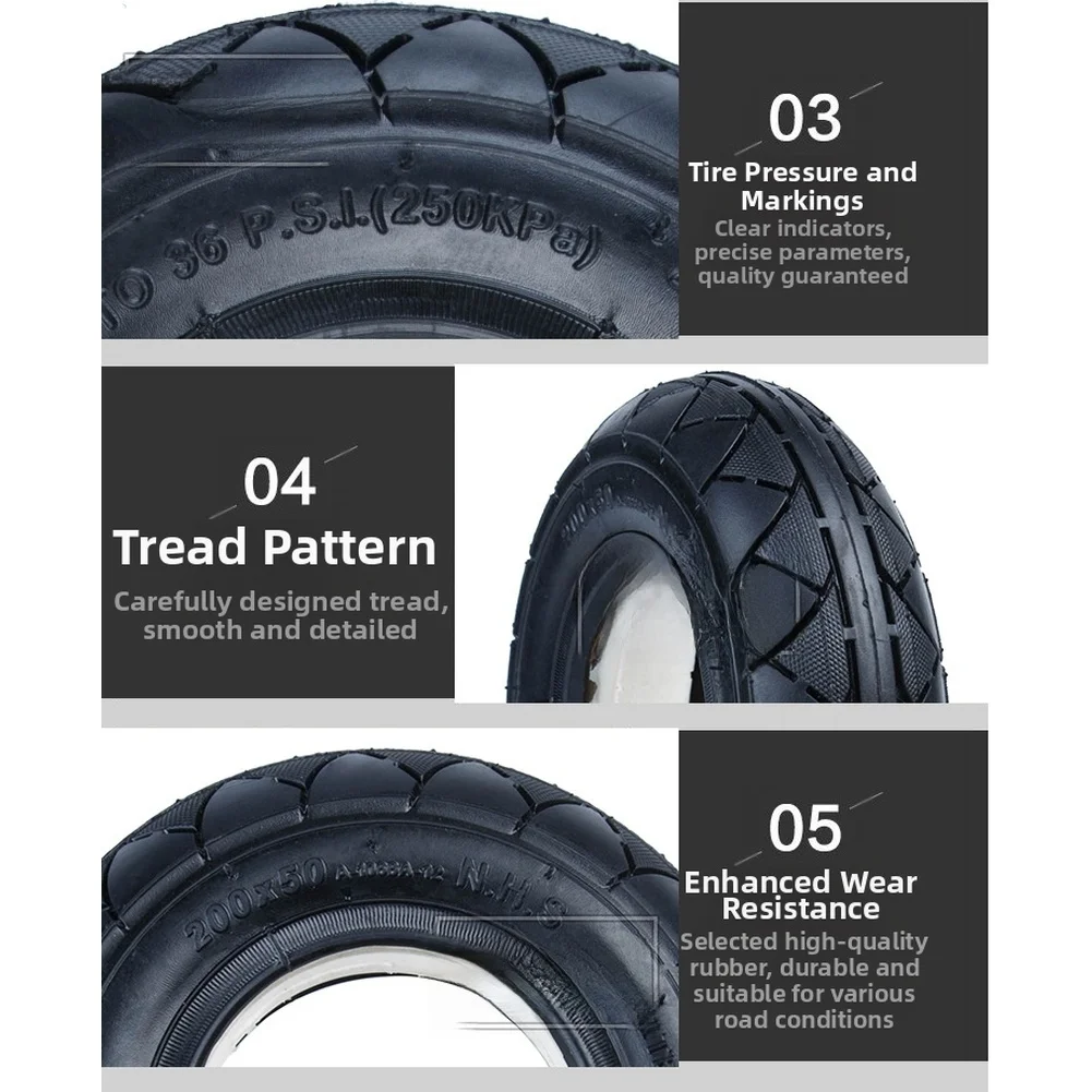 

200x50 Scooter Solid Tires Rubber Explosion Proof Anti Puncture Filled Tire For 8 Inch Electric Scooter Tyre Replace Accessories