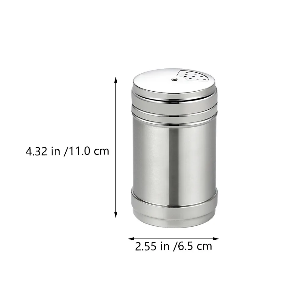 2Pcs Round Salt Pots Revolving Cover Seasoning Bottles Practical Stainless Steel Elegant Design Home Restaurant