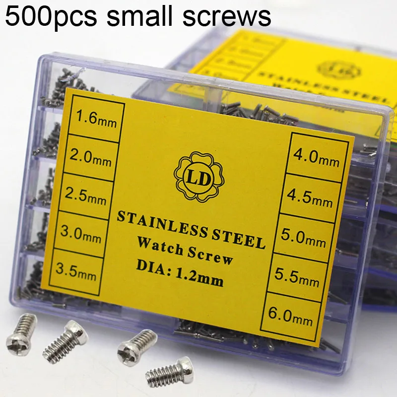 500pcs 10 Size Stainless Steel Watch Back Cover Case Screws Watch Repair Tool Small Cross Screws For Watchmaker