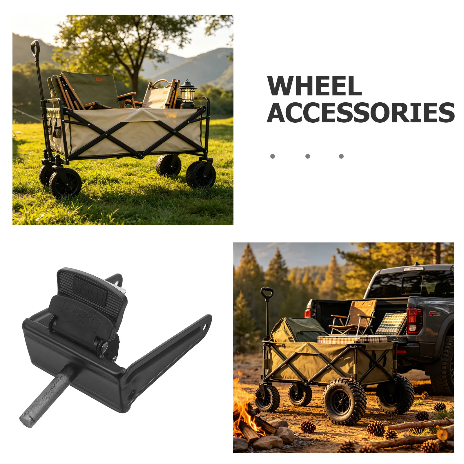 8 Inch Folding Wagon Cart Fork Foot Trolley Brake Wheel Cart Support Adventure Gear Replacement Parts