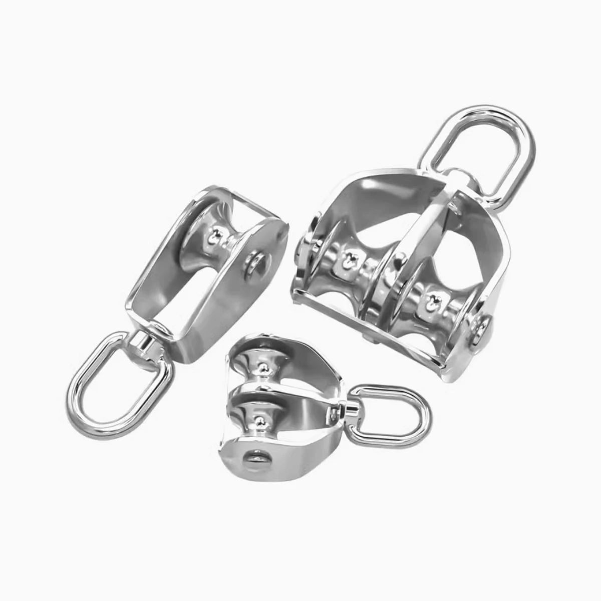 304 stainless steel pulley wire rope U-shaped lifting ring pulley single and double wheels lifting pulley hook labor-saving tool