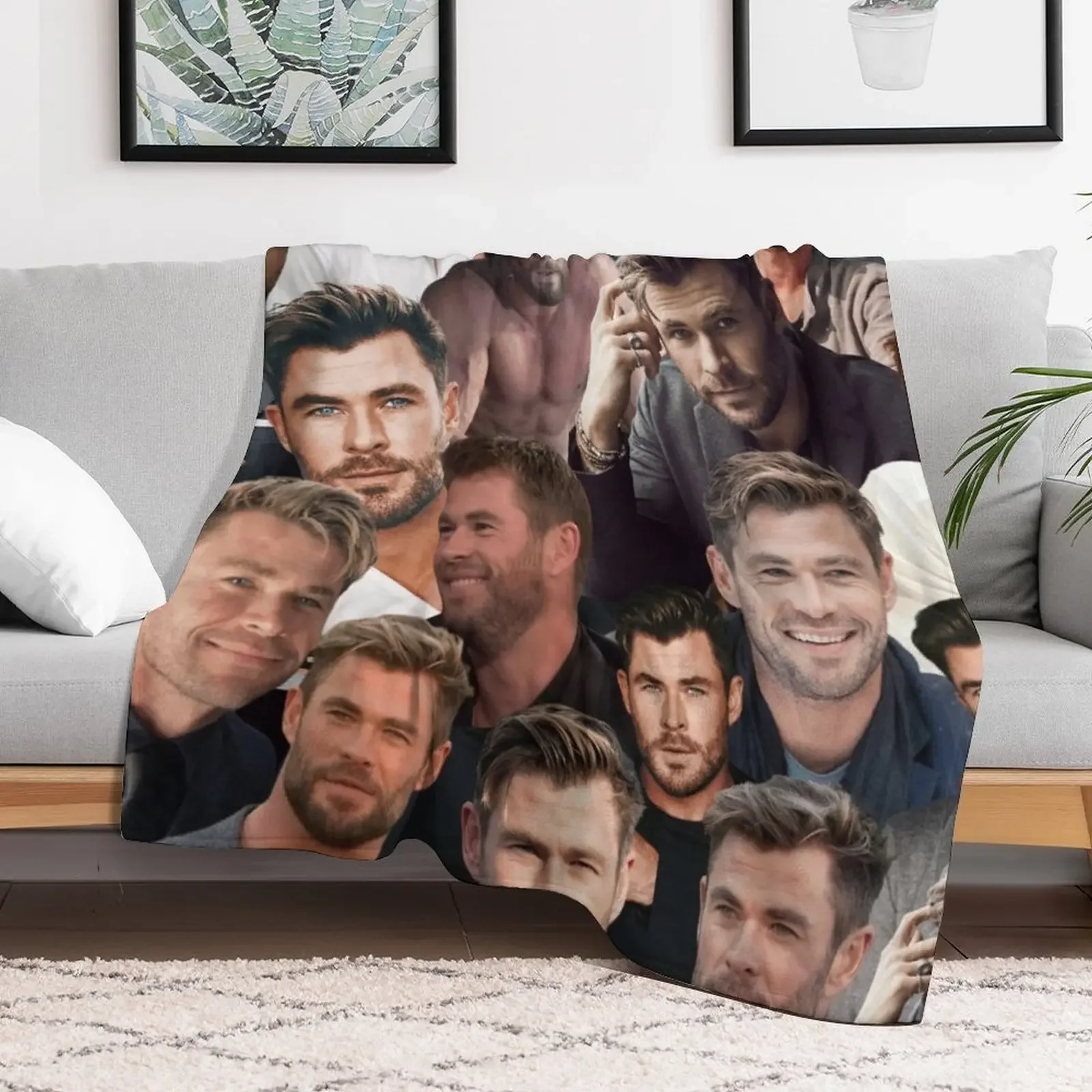 Chris Hemsworth photo collage Throw Blanket blankets and throws Weighted Soft Plaid Sofa Blankets