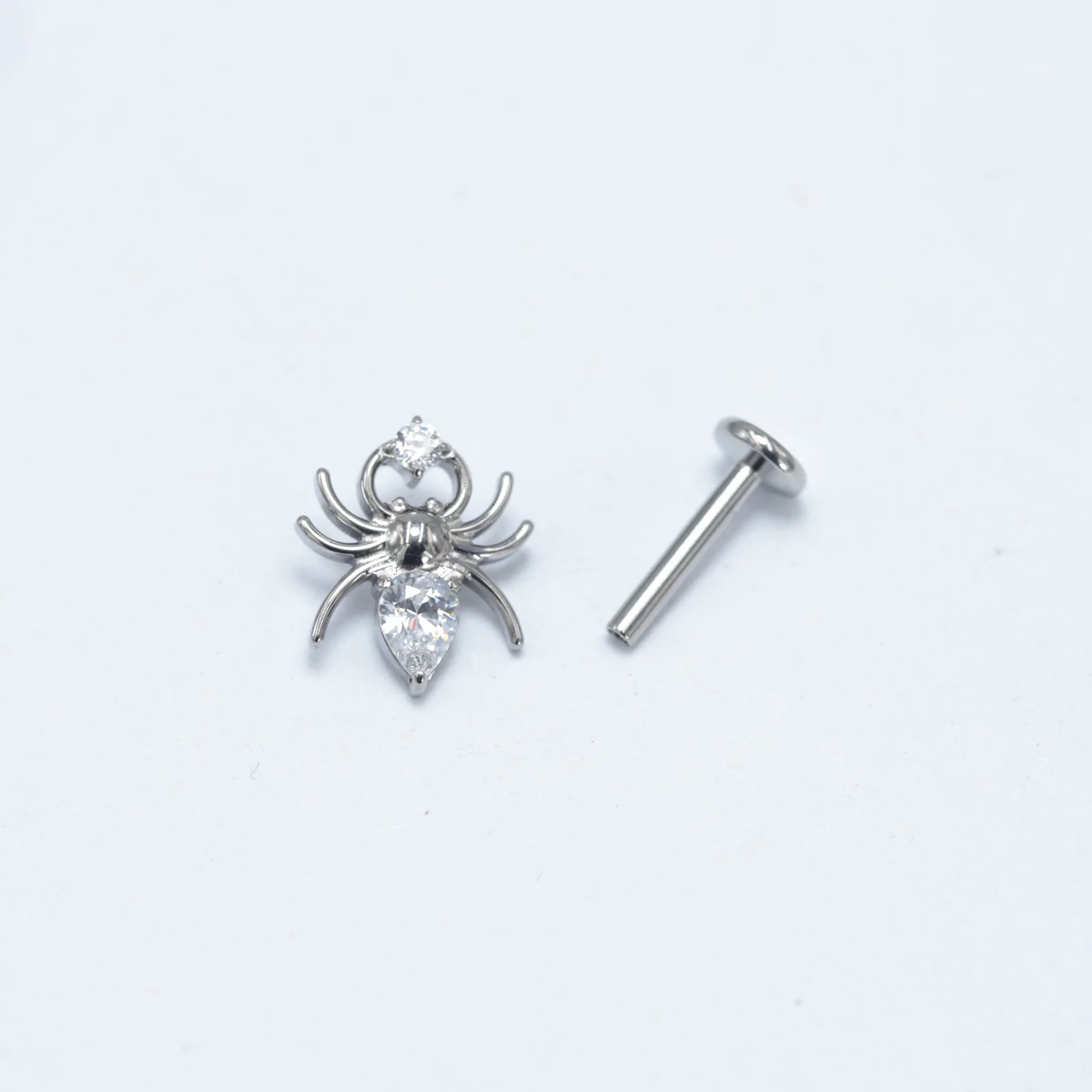 Implant Grade Titanium ASTM F136 Internal Stud Sexy mouth Spider Fish Labret CZ Cartilage Daith Ear Ring piercing Jewelry image 4