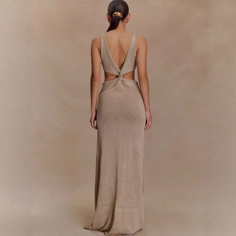 Sexy Camisole Beach Long Dress Backless Summer New Style Vacation Casual Elegant Dress Sleeveless Slim Fit Party Club Sun Dress