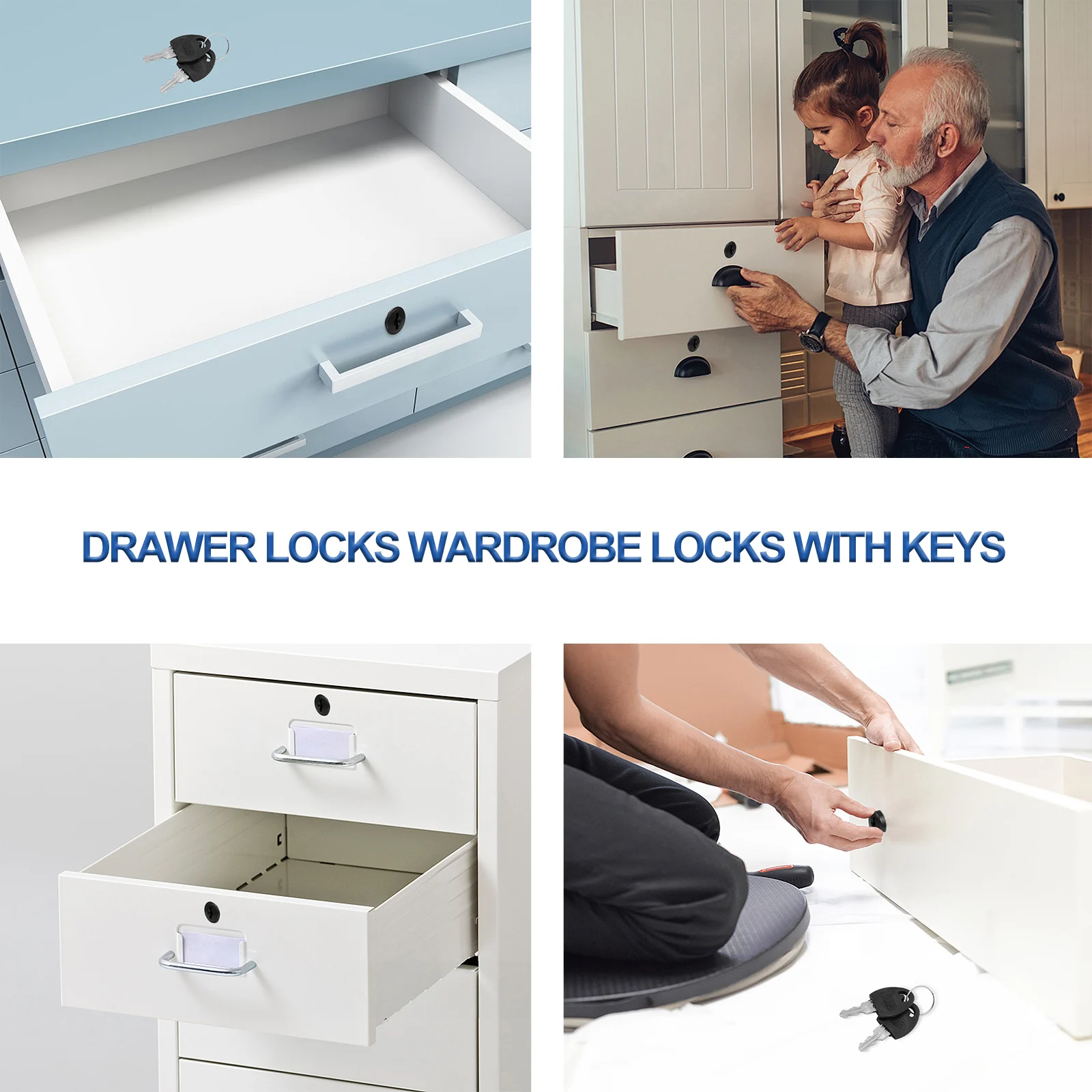 

2 Pcs File Cabinet Lock Security with Key Alloy Duarble Furniture