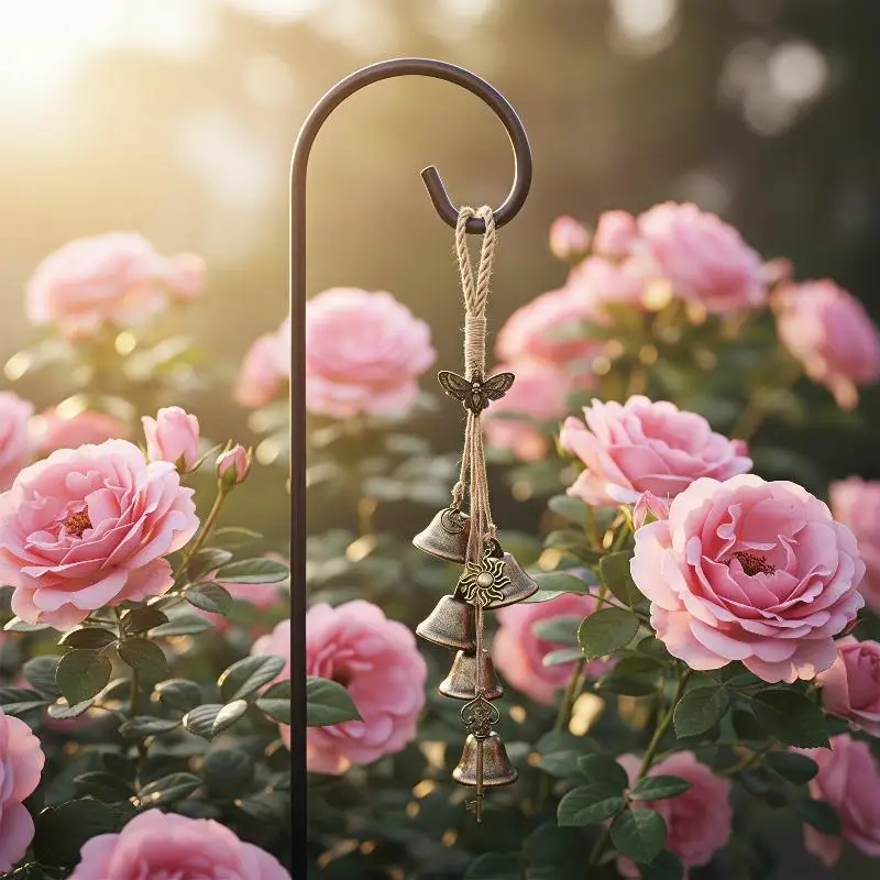 Vintage Metal Bronze Wind Chime Butterfly Pendant Soft Gentle Chime for Home Balcony Garden Outdoor Decor