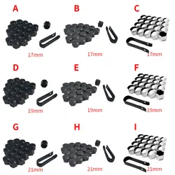 20Pcs Car Wheel Nut Caps Wear-resistant Auto Hub Screw Cover Bolt Rims Exterior Decoration Special Socket Protection 19mm Gary