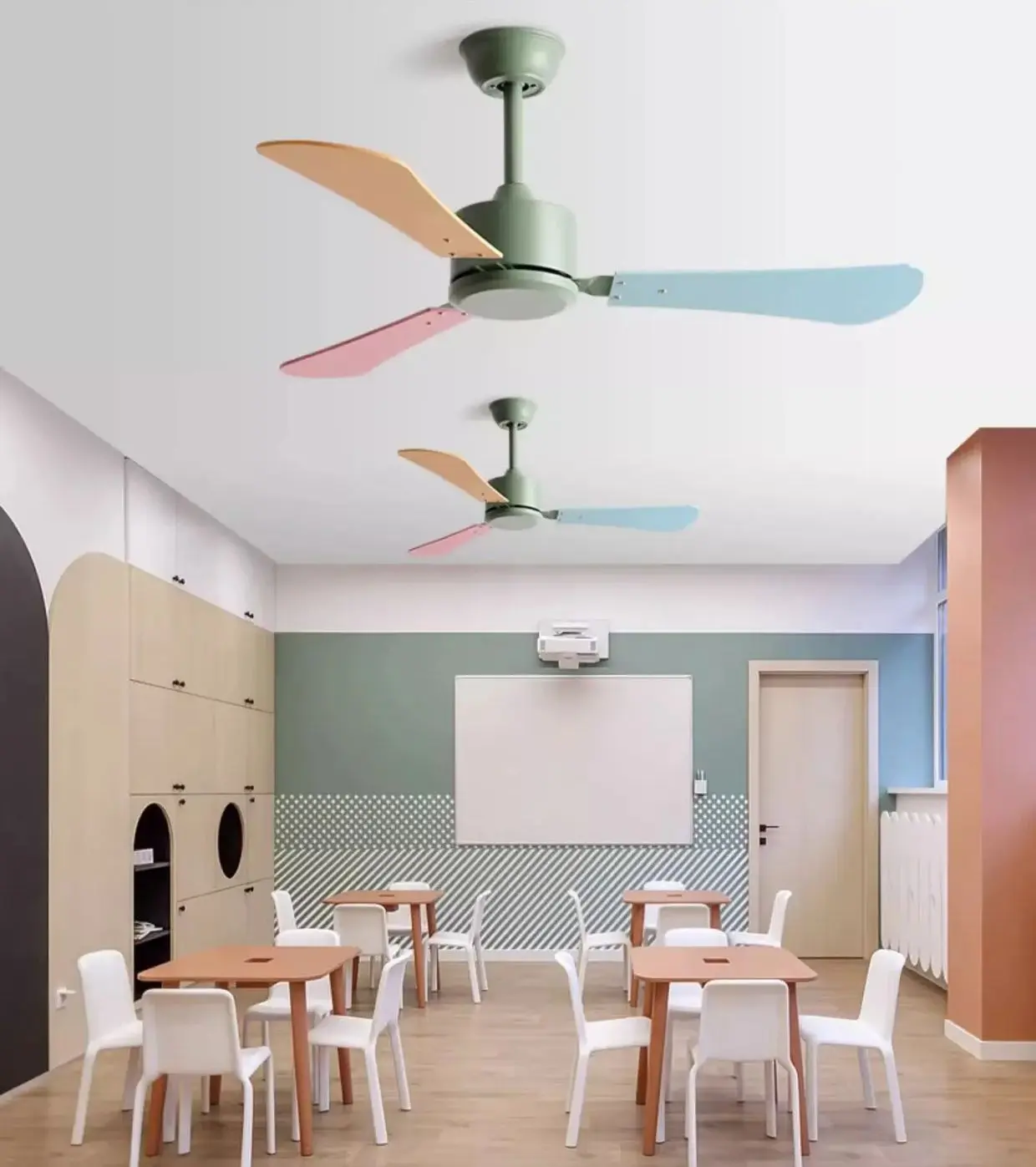 Children's room large wind ceiling fan dining living room Ceiling fan bedroom kindergarten silent ceiling electric fan Remote