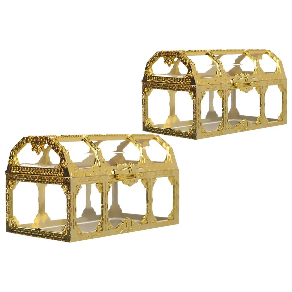

2Pcs Treasure Chest Shaped Gift Box Compact Portable Storage Box for Small Gifts Candy Chocolates Party Birthday Festival