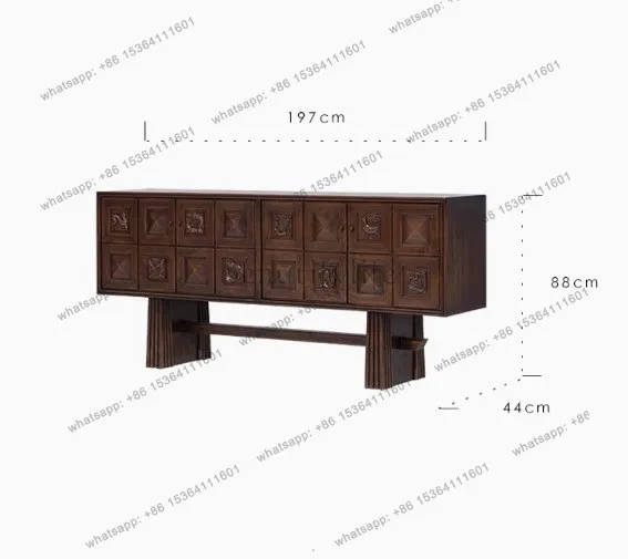 Medieval retro dining side entrance cabinet French retro surprise silence art carving medieval decorative cabinet
