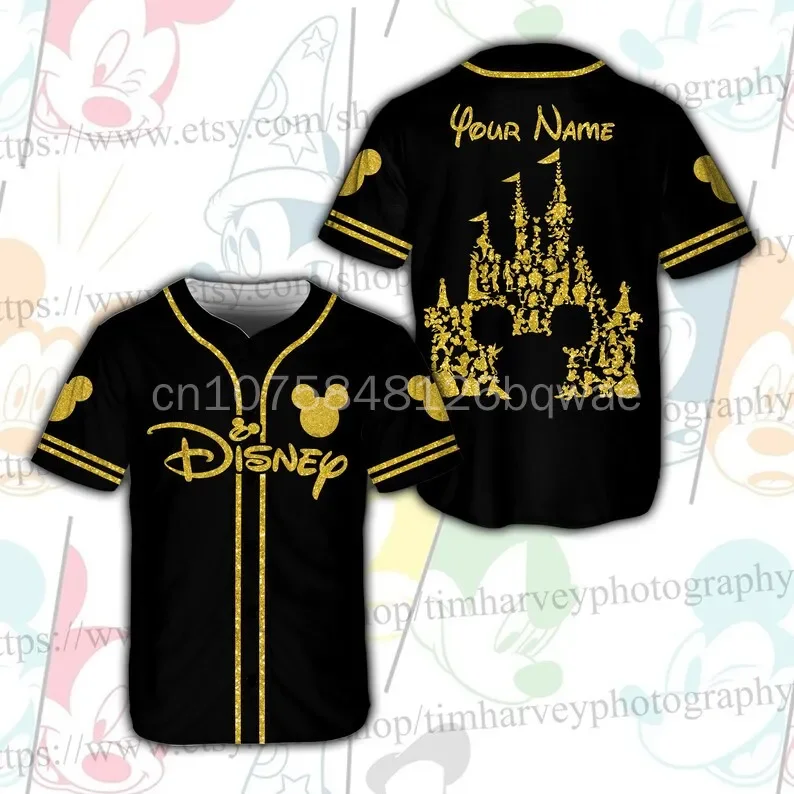 Mickey Mouse Disneyland 50th Anniversary Walt Disney World 3D Baseball Jersey Disney Baseball Jersey Fashion Casual Shirt