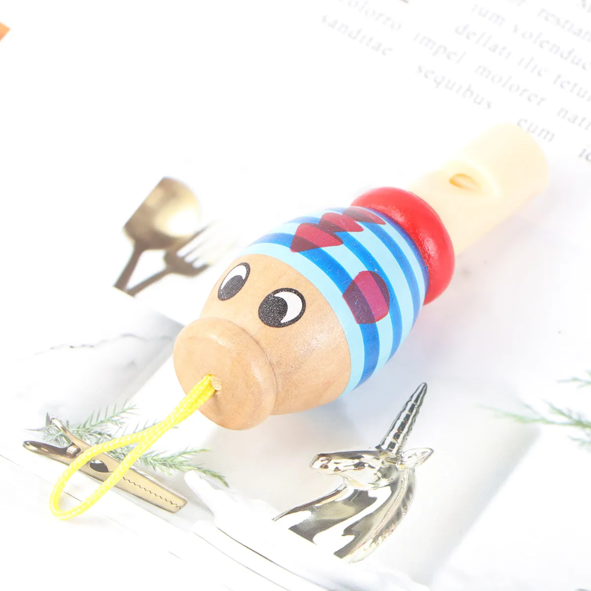 

Wooden Flute Natural Wood Mini Melodies Cartoon Pattern Educational Music Instrument Infant Intelligence Children Christmas Gift