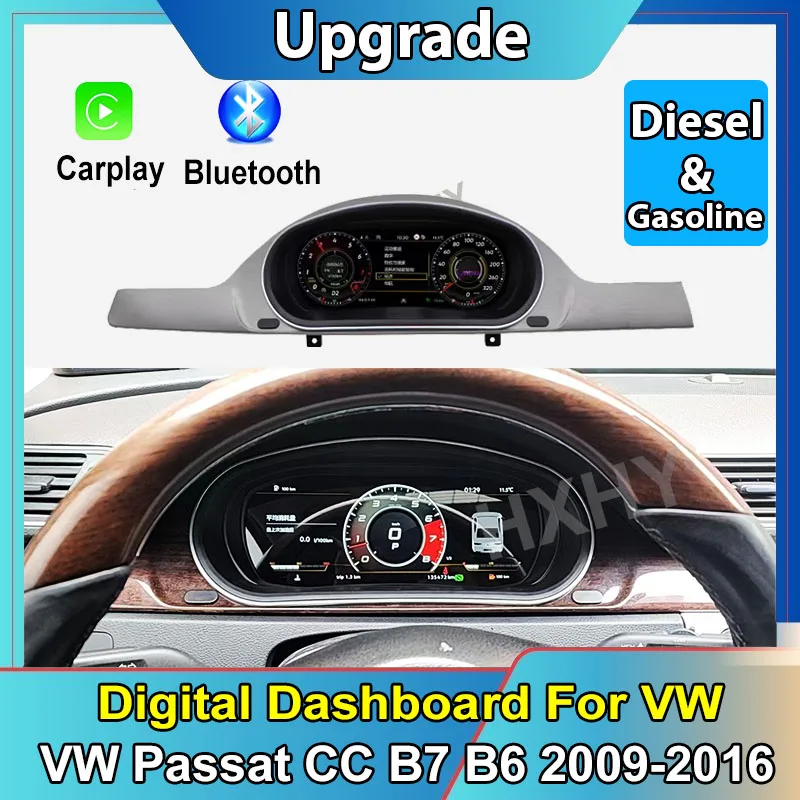 

Car LCD Digital Cluster Virtual Cockpit SpeedMeter Dash Carplay For VW Passat CC B6 B7 2009-2016 Instrument Screen Panel Unit