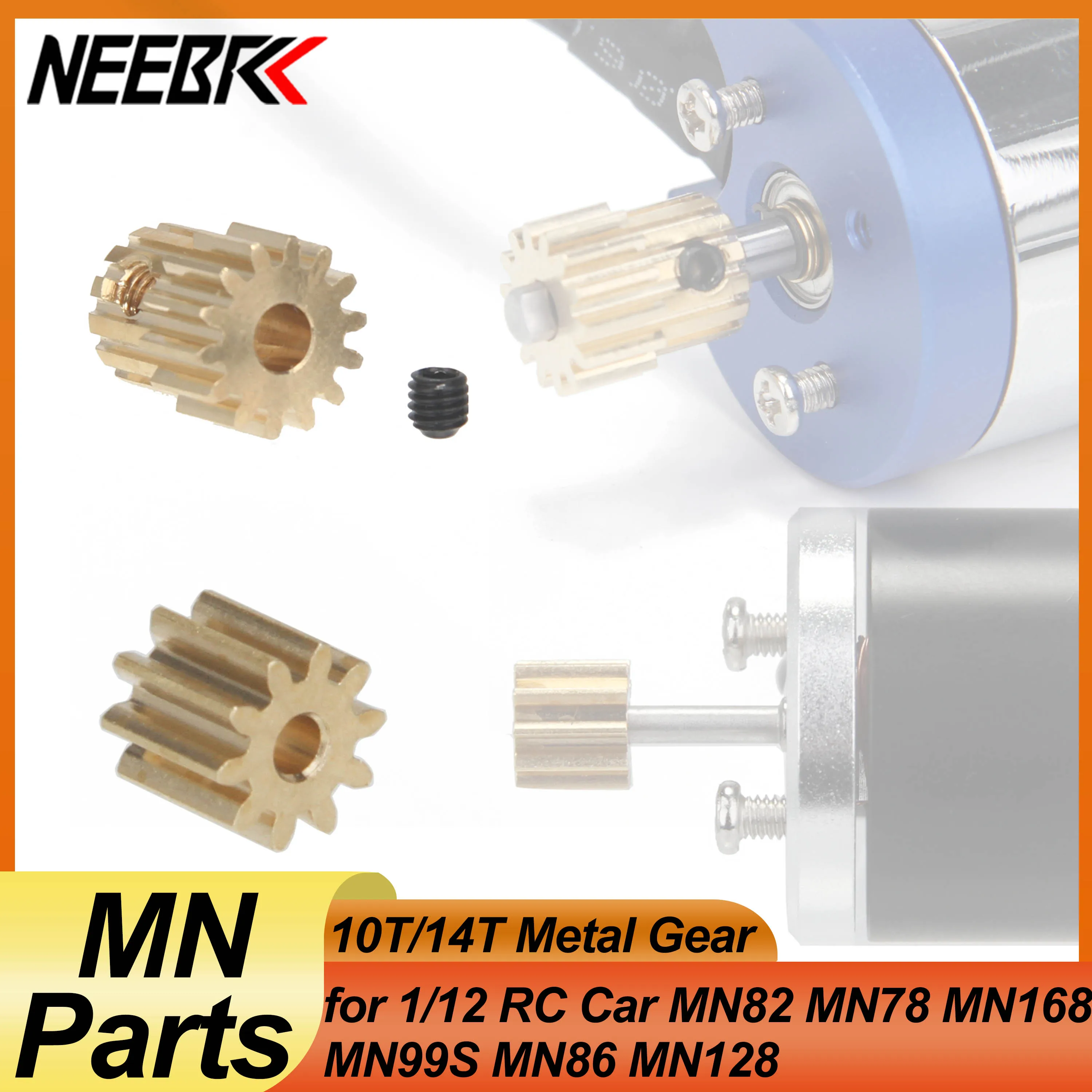 Metal Gear 10T 14T Copper Motor Pinion for RC Car Crawler MN Model MN82 MN78 MN99S MN168 MN86 MN128 Toy Motor Parts Accessories