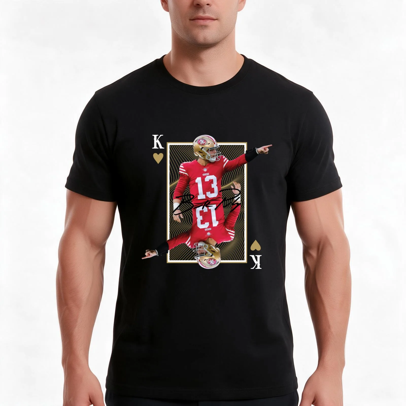 Brock Purdy / King Card Edition T-Shirt, Summer Casual Cotton Tee, Oversized Streetwear Tops, Vintage Graphic Print, 100% Cotton