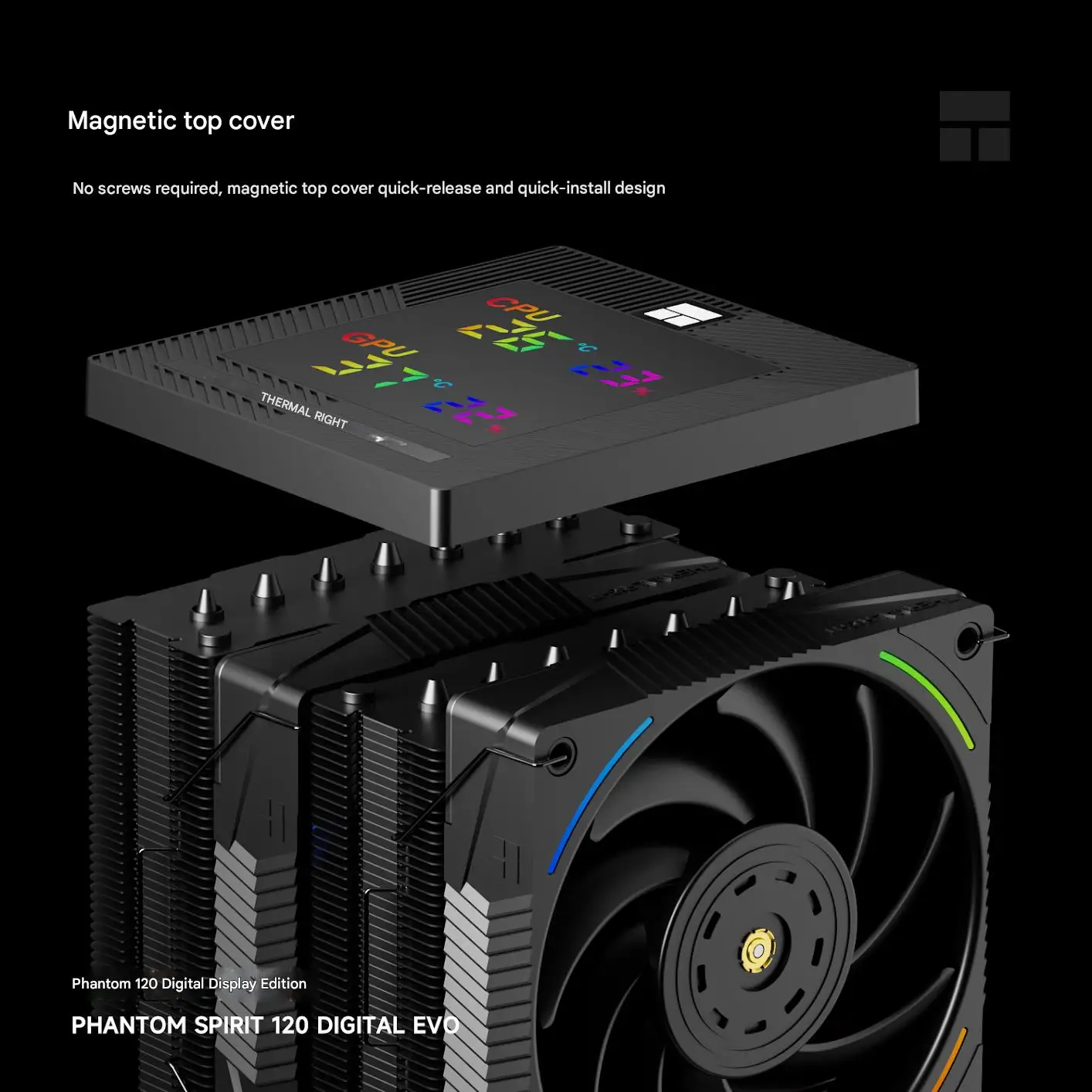 Thermalright Phantom Spirit 120 Digital EVO Refroidisseur de processeur, refroidisseur d'air ARGB pour PC, affichage numérique, compatible avec LGA 1851/1700/1200/AM5/AM4