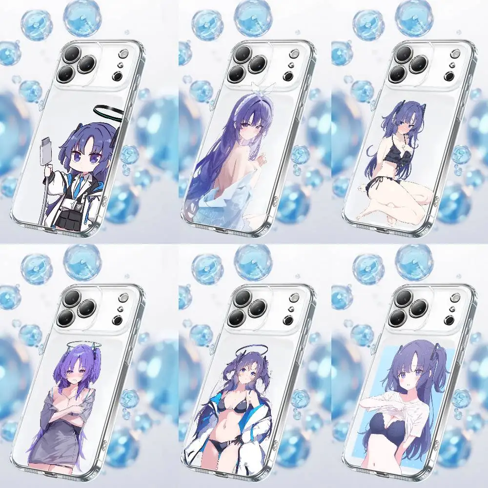 

B-Blue A-Archive Hayase Yuuka Phone Case For iPhone 17,16,15,14,13,12,11 Plus,Pro,Max,Plus,E,Air,Mini Transparent Cover