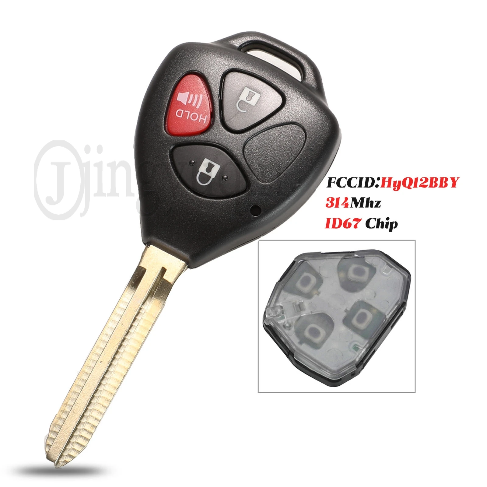 

jingyuqin HyQ12BBY 314MHz With Chip ID67 3 Buttons Remote Fob Key Case Cover Shell for Toyota RAV4 Yaris Venza Scion tC/xA/xB/xC