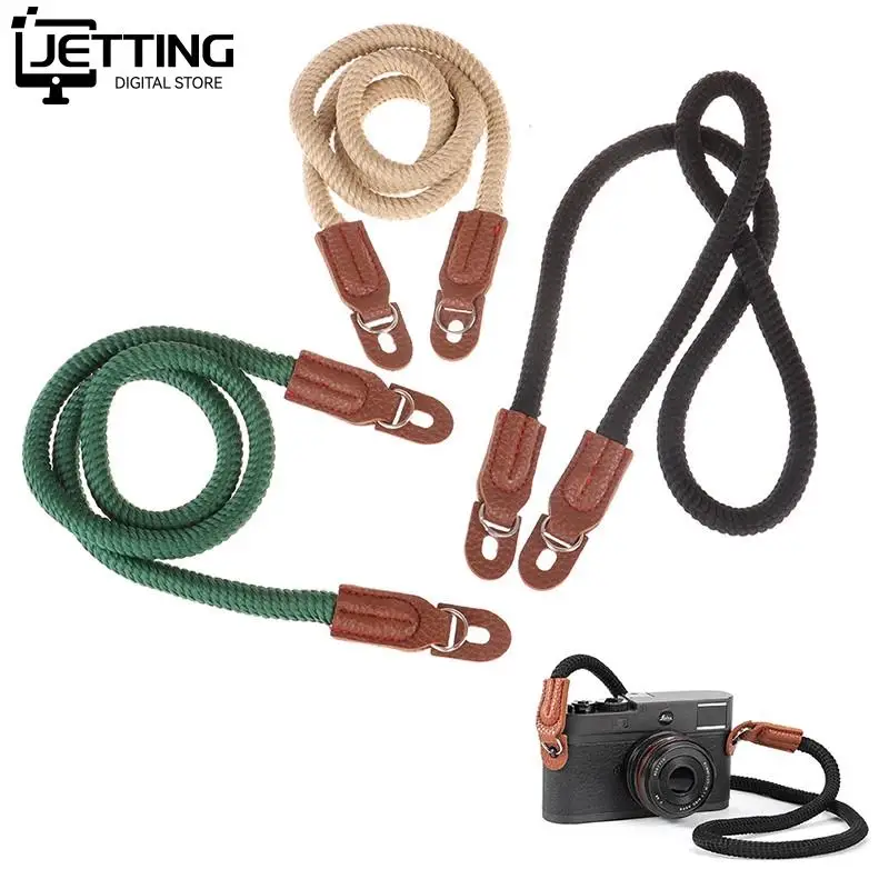 1Pcs Fashion Design Cotton Rope Camera Neck Strap Vintage Shoulder Strap Leather Lanyard
