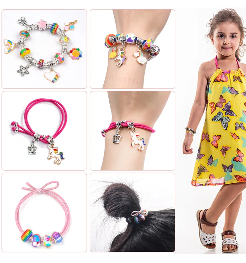 MINISO Arrival Day 2024 Color Crystal Beads Children's Handmade DIY Bead Bracelet Set Unicorn Christmas Ornament Gift Toys image 4