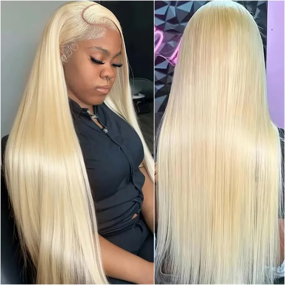 

613 Smooth Straight 13x6 HD Lace Front Human Hair Wigs Honey Blonde Colored Transparent Lace Frontal Wig Pre Plucked for Women