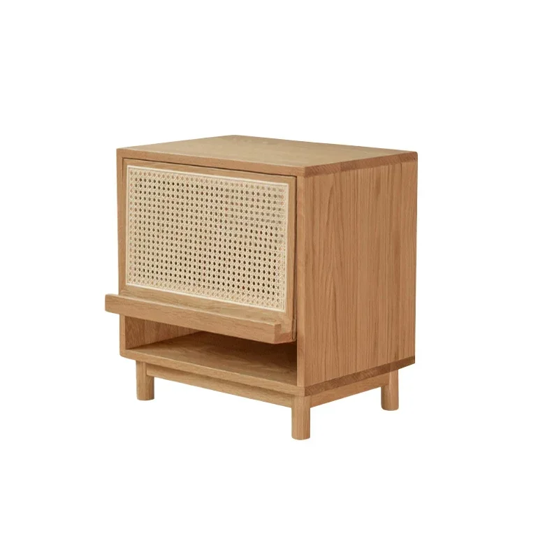 北欧籐無垢材ベッドサイドキャビネットシンプルなベッドサイドロッカーマスターベッドルーム収納キャビネット
