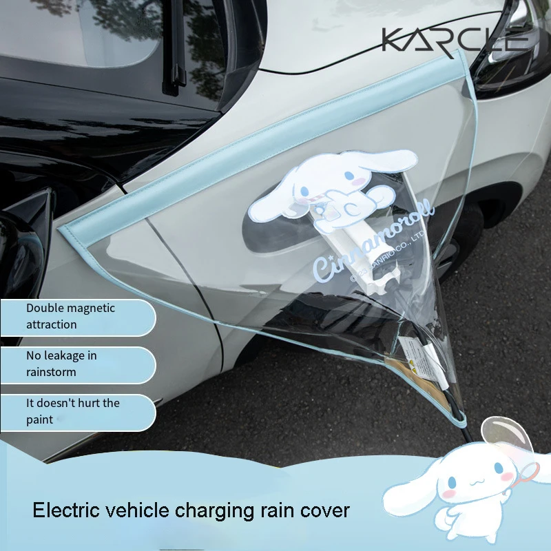 Kawaii Anime Cartoon Car Accessories Cinnamoroll My Melody New Energy Vehicles Electric Car Charge Rain Cover Anti-Leakage Gift