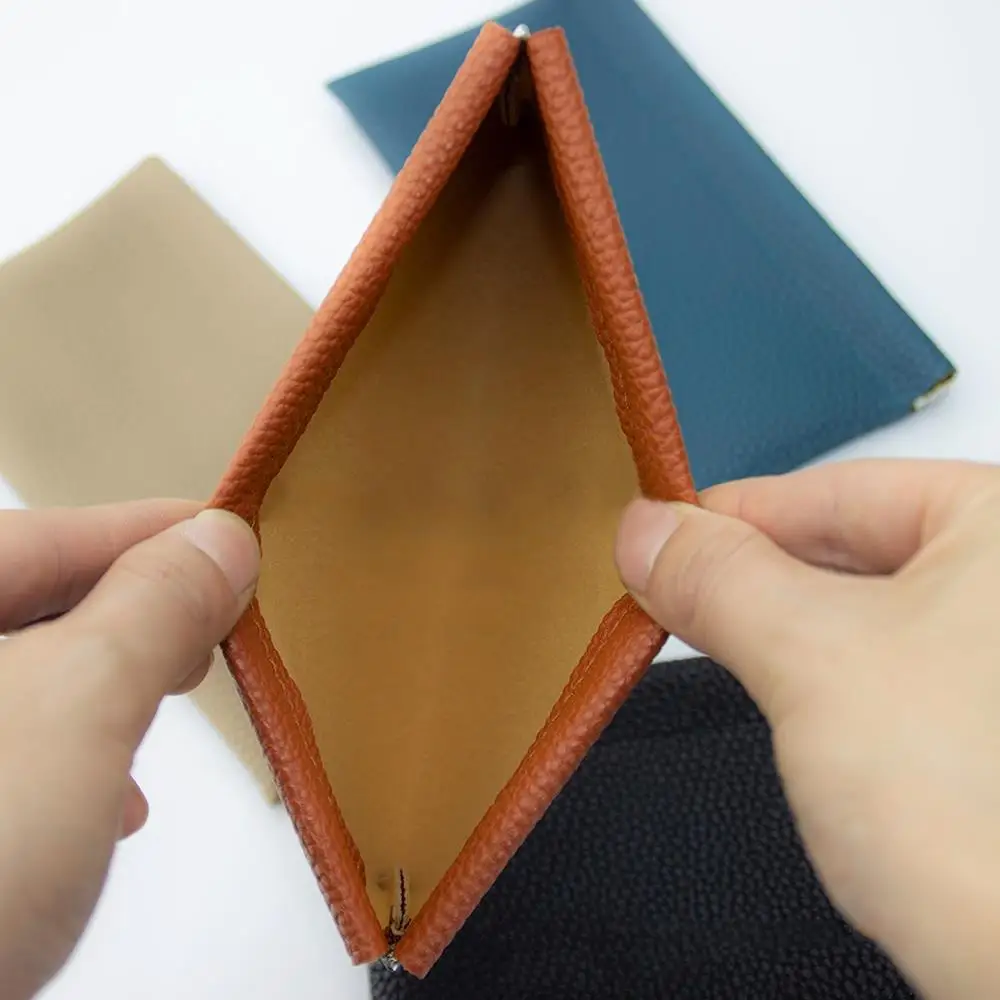 محفظة نقود معدنية رفيعة للغاية مغلقة أوتوماتيكية، سعة كبيرة، محفظة محمولة باليد، حقيبة يد جلدية بمشبك للسيدات، منظم متعدد الوظائف