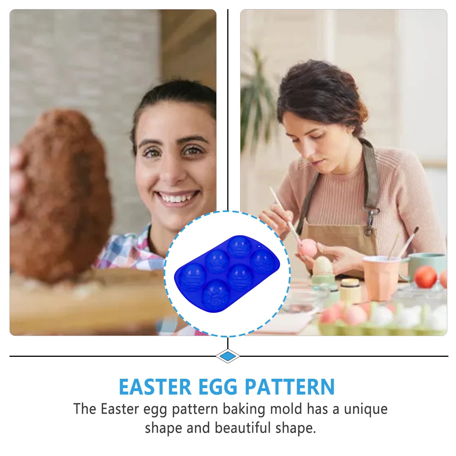 

2 pcs Six Egg Shaped Molds Silicone Baking Trays for Chocolate Cakes Cookies Easy Demould DIY Kitchen Tools Easter Cake Molds