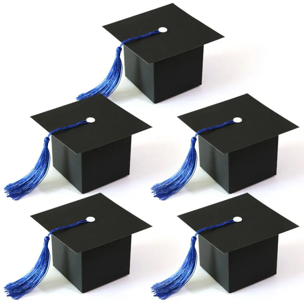 

Graduation Cap Candy Holder Graduation Hat Candy Boxes with Tassels Party Favors for Treat Packaging Square Chocolate Goodies