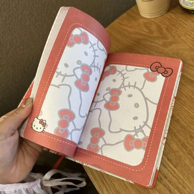 Nuevo Sanrio A5 cuaderno Hello Kitty cubierta impresa portátil papelería de aprendizaje diario de dibujos animados página de Color suministros de oficina carcasa dura