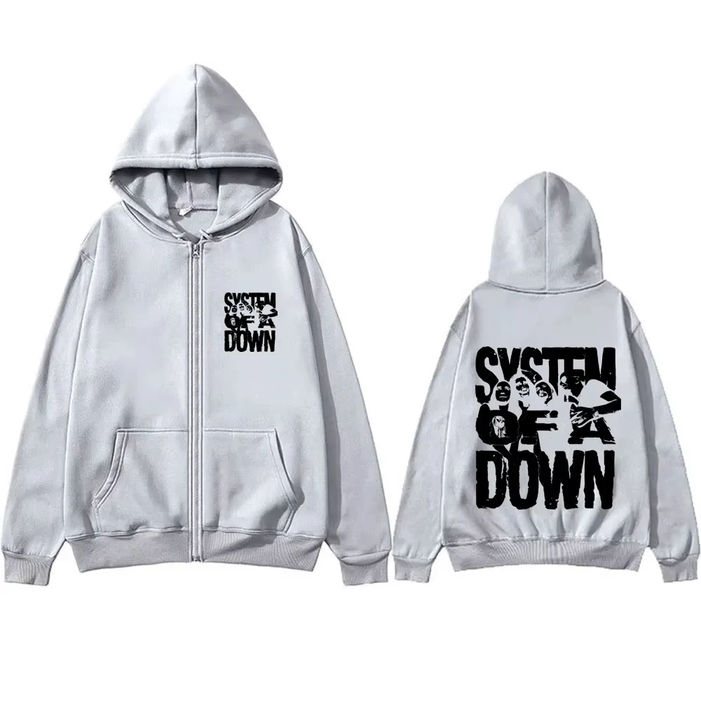 90s نظام فرقة الروك المعدنية البديلة من أسفل الرسم قلنسوة بسحاب الرجال النساء عادية المتضخم زمم سترة رجل معطف خمر #3