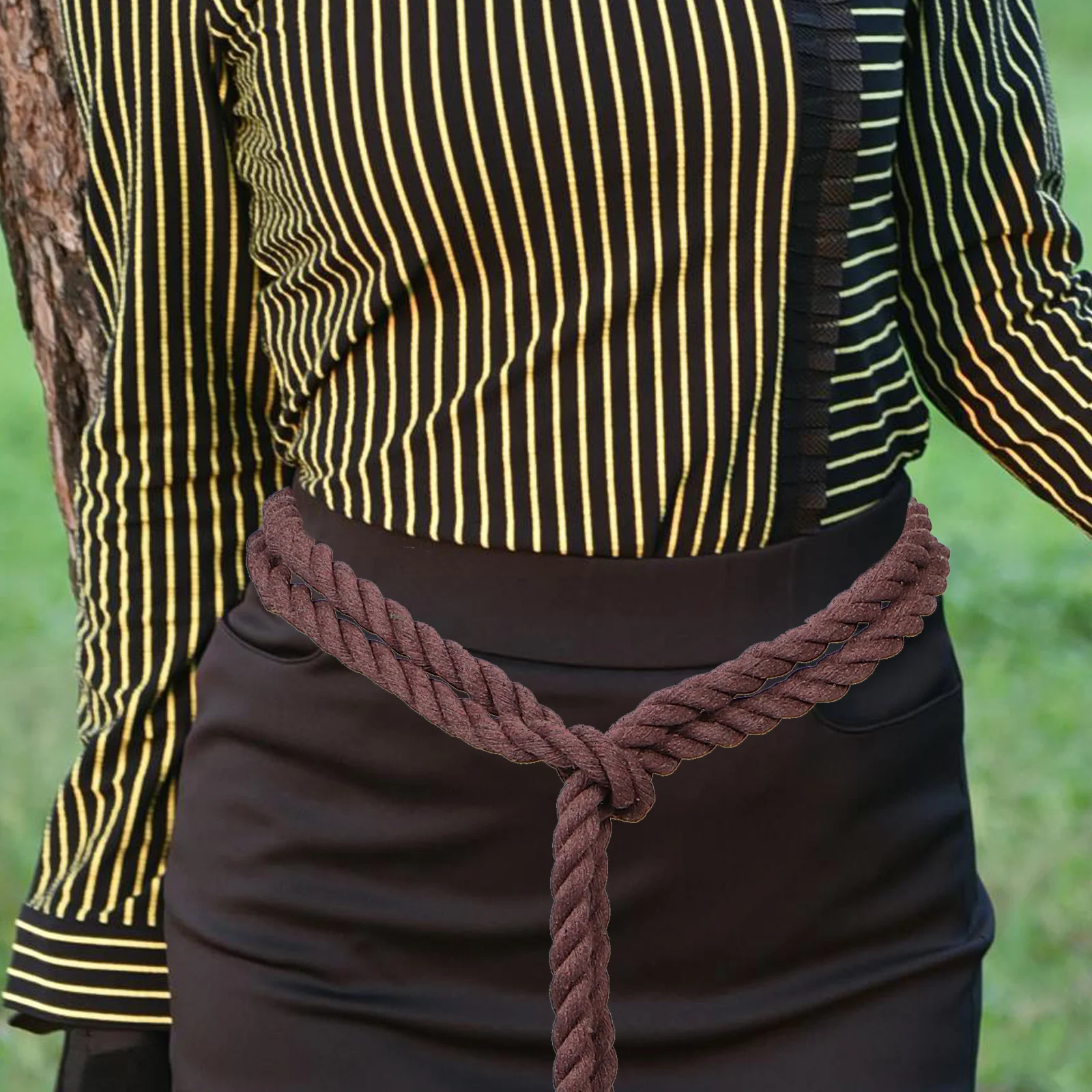 حزام الخصر المزخرف للكاهن، حبل من القطن المنسوج يدويًا، حزام ربطة عنق منسوج قابل للتعديل للنساء والرجال على طراز القرون الوسطى مع شرابات