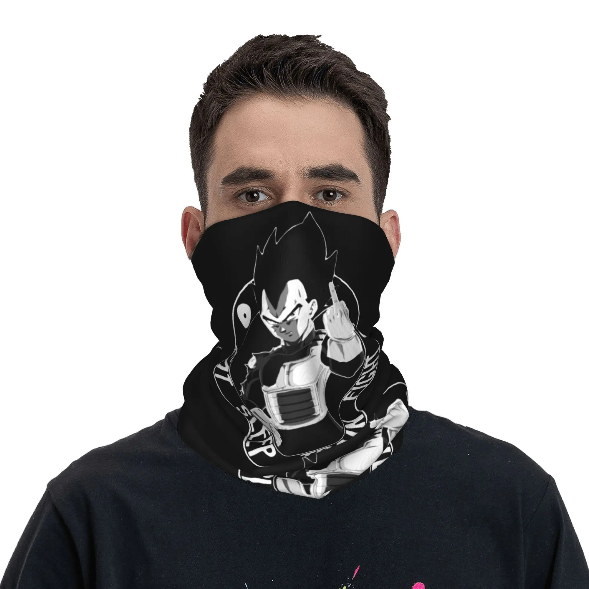 Vegeta Eat Sleep Train Fight Bandana Neck Cover Printed Saiyan Dbz Dragon Ball Wrap Scarf Warm Balaclava Unisex Adult Washable